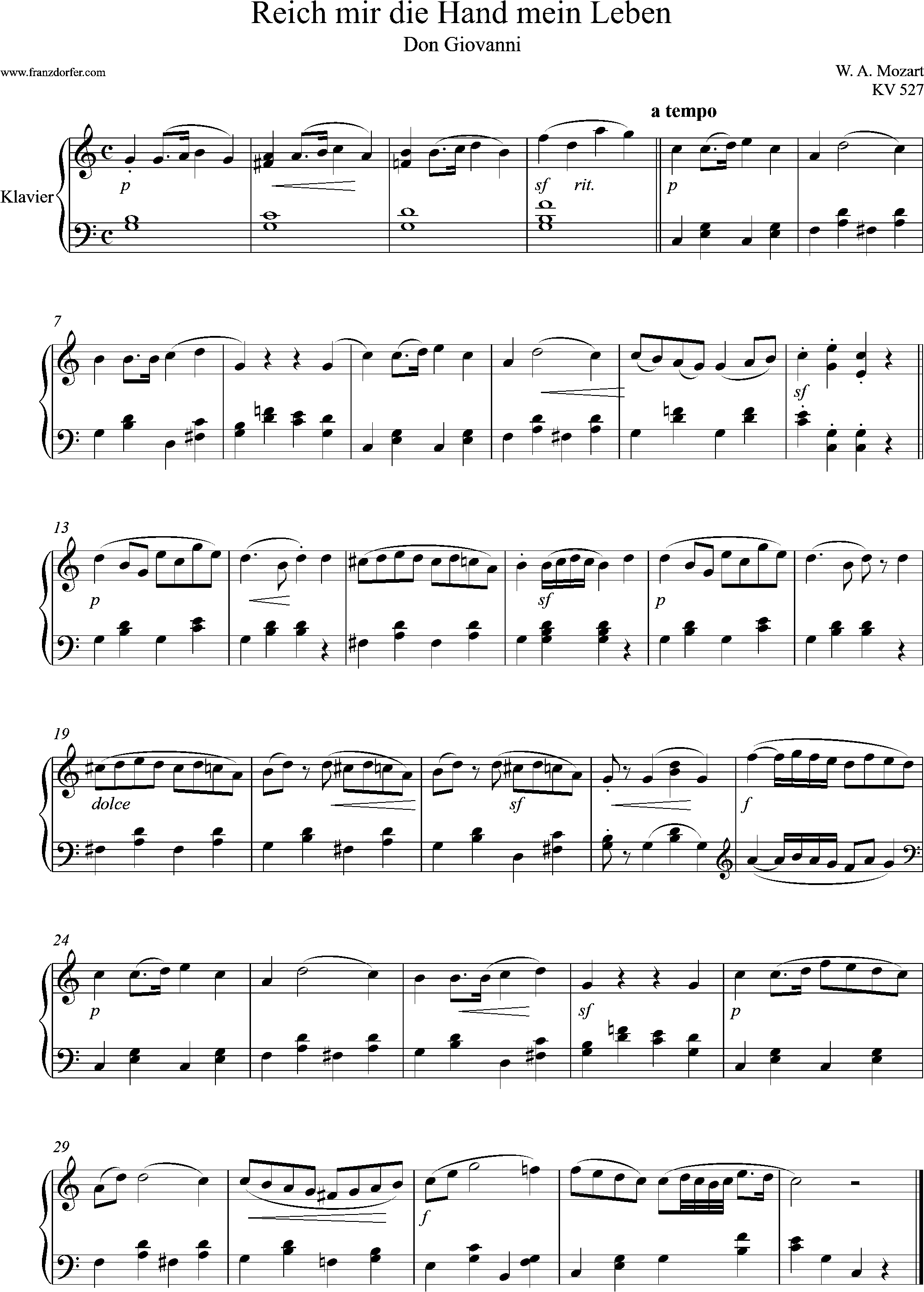 klaviernoten, Don Giovanni, kv 527, Mozart